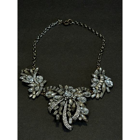 J Crew Holiday Bow Rhinestone Statement Bib Necklace - Picture 2 of 7
